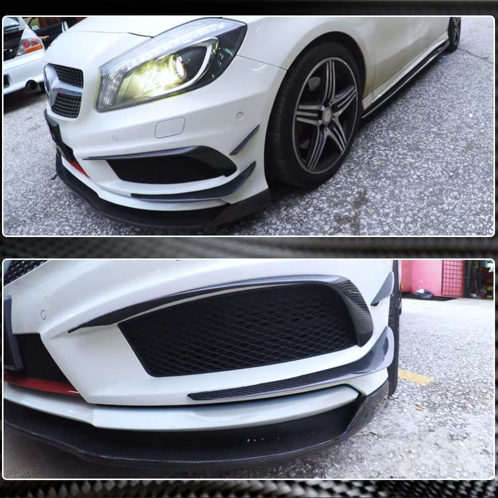 Covers on the front bumper (for AMG-Line / A45 AMG HB 2013-2015, Carbon) for Mercedes A-class W176 2012-2018 - image 4