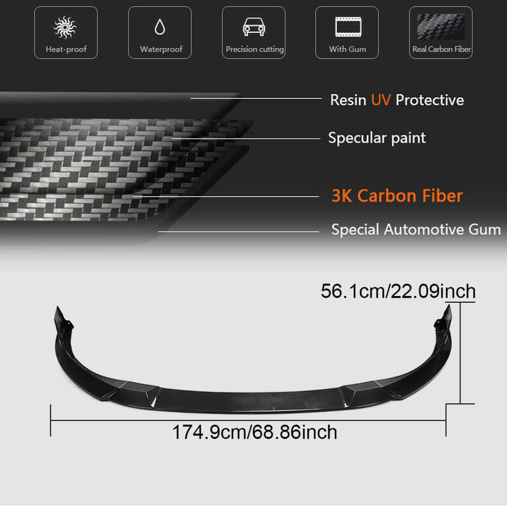 Front Bumper Lip Spoiler (for GTI HB, Carbon) for Volkswagen Golf 8 2019- - image 4