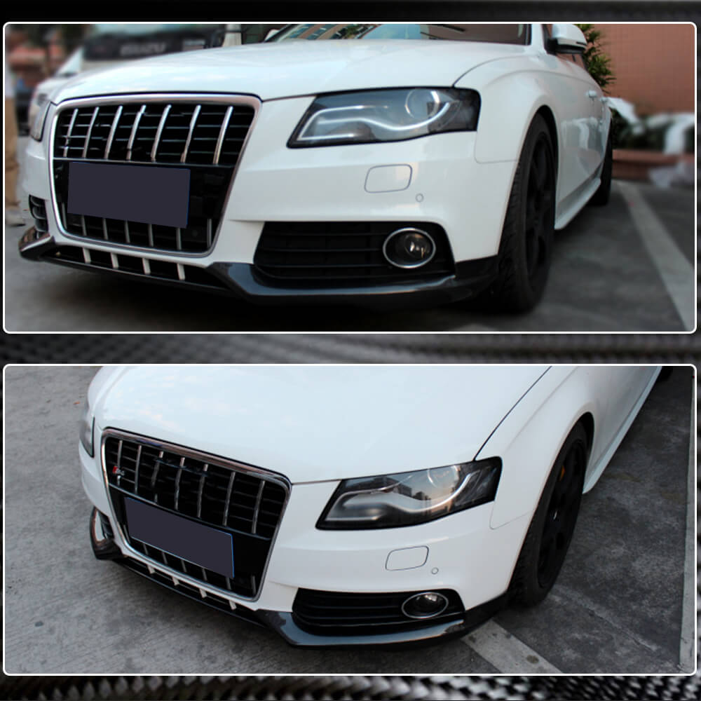 Front Bumper Flap Extensions (for Base 2007-2011, Carbon) for Audi A4 B8 2007-2015 - image 4