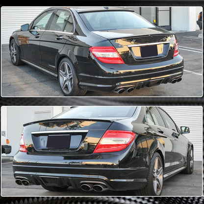 Rear Bumper Diffuser V4 (for AMG SD 2008-2011, Carbon) for Mercedes C-class W204 2007-2015 - image 4