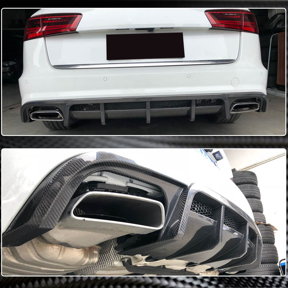 Rear Bumper Diffuser (for S-Line SW 2014-2018, Carbon) for Audi A6 C7 2011-2017 - image 4