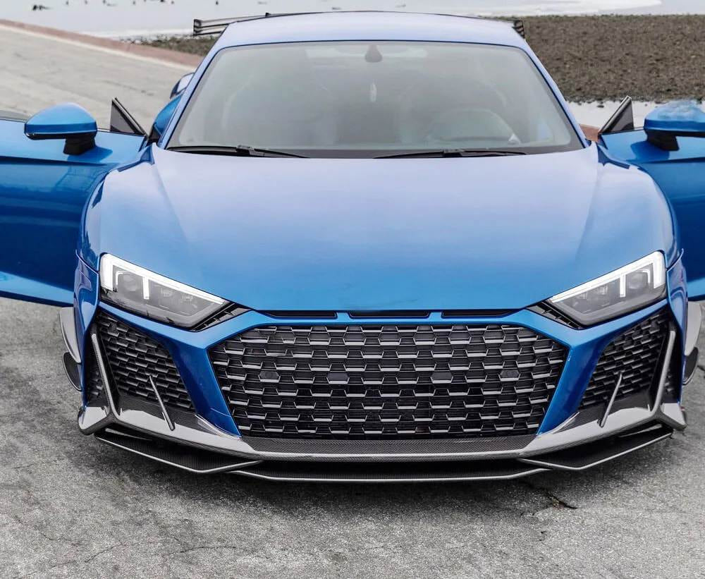 Front Bumper Lip V1 Overlay (Carbon) for Audi R8 2015- - image 4