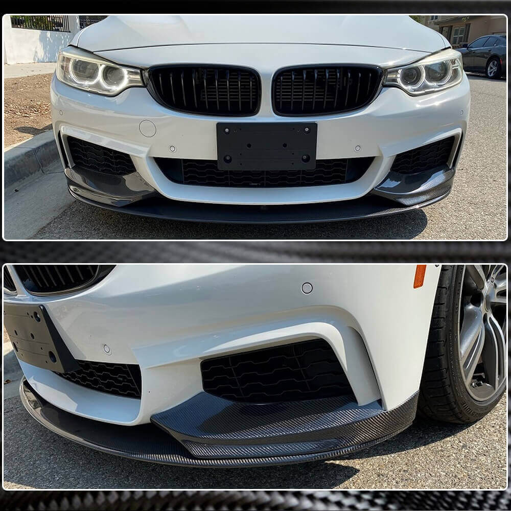 Front Bumper Lip Carbon Fiber V4 (M-Sport) for BMW 4 series F-32 2012-2020 - image 4