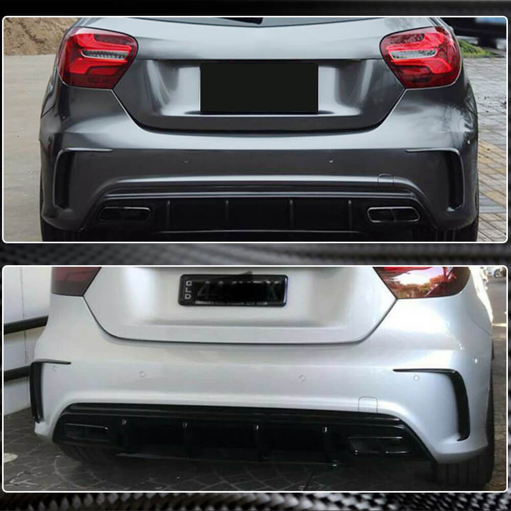 Covers on the rear bumper (for AMG-Line HB, Carbon) for Mercedes A-class W176 2012-2018 - image 4