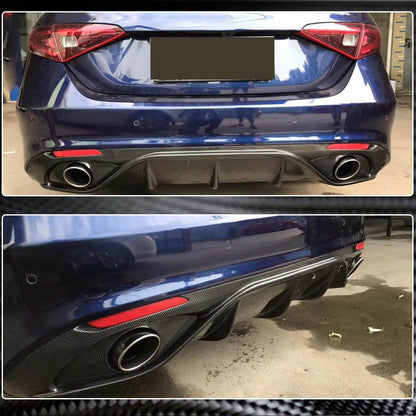 Rear Bumper Diffuser with Tips V2 (for Base, Carbon) for Alfa Romeo Giulia 2016-2022 - image 4