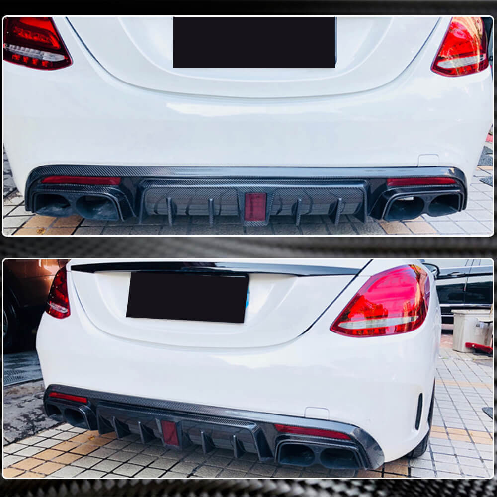 Rear bumper diffuser V2 (for SD C43/C63 AMG 2015-2019, Carbon) for Mercedes C-class W205 2014-2021 - image 4