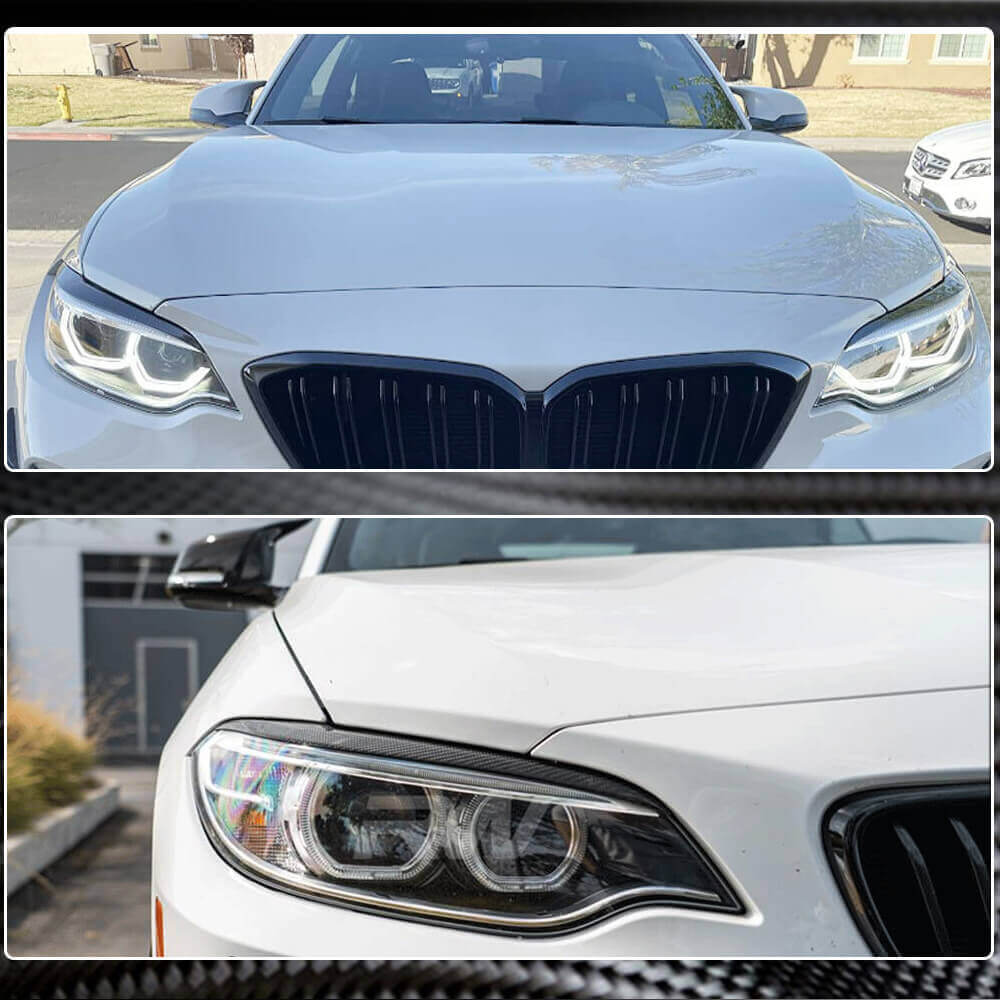 Headlight Eyebrows Lamp Eyelids Dry Carbon Fiber for BMW 2 Series F22/23 2014-2021 - image 4