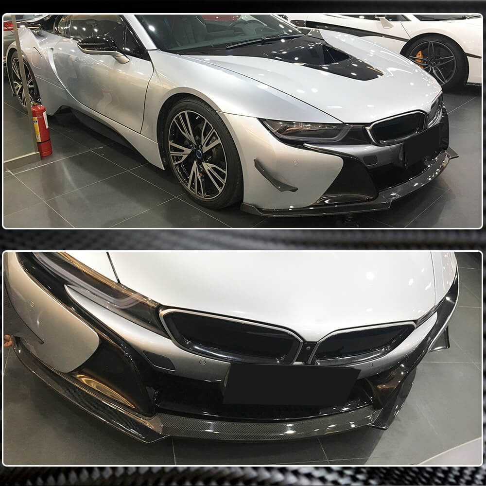 Front Bumper Lip Dry Carbon Fiber for BMW I8 2014-2020 - image 4