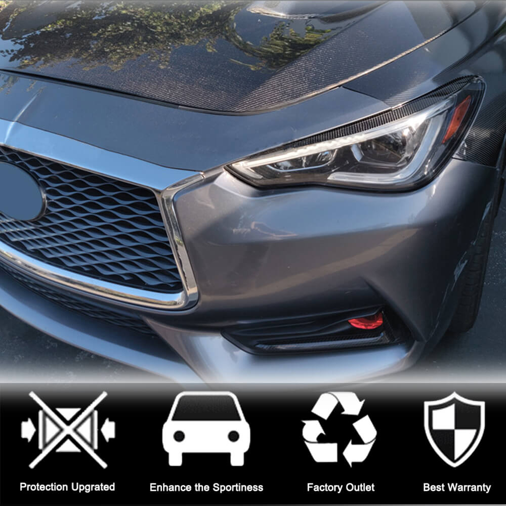 Eyelashes on headlights (for Q60 2016-2022, Carbon) for Infiniti Q50/Q60 2013-2024 - image 4
