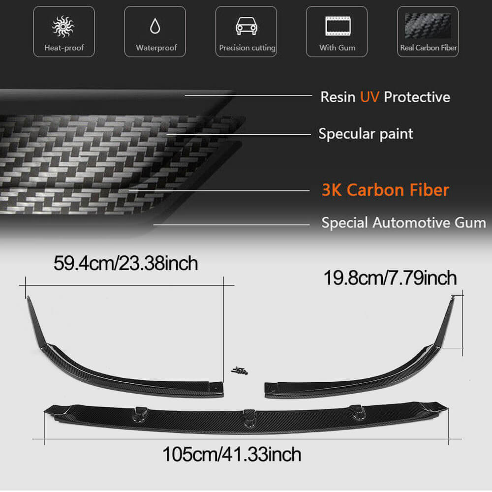 Lip V1 front bumper cover (for coupe/cabriolet C63 AMG 2015-2019, Carbon) for Mercedes C-class W205 2014-2021 - image 4