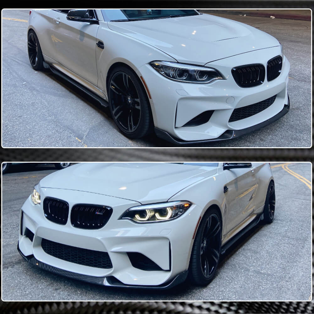 Front Bumper Lip V4 for F87 M2 Competition, Carbon for BMW 2 Series F22/F23 2014-2021 - image 4