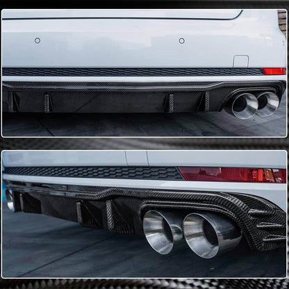 Rear Bumper Diffuser V2 (for S-Line Sedan 2015-2019, Carbon) for Audi A4 B9 2015-2024 - image 4