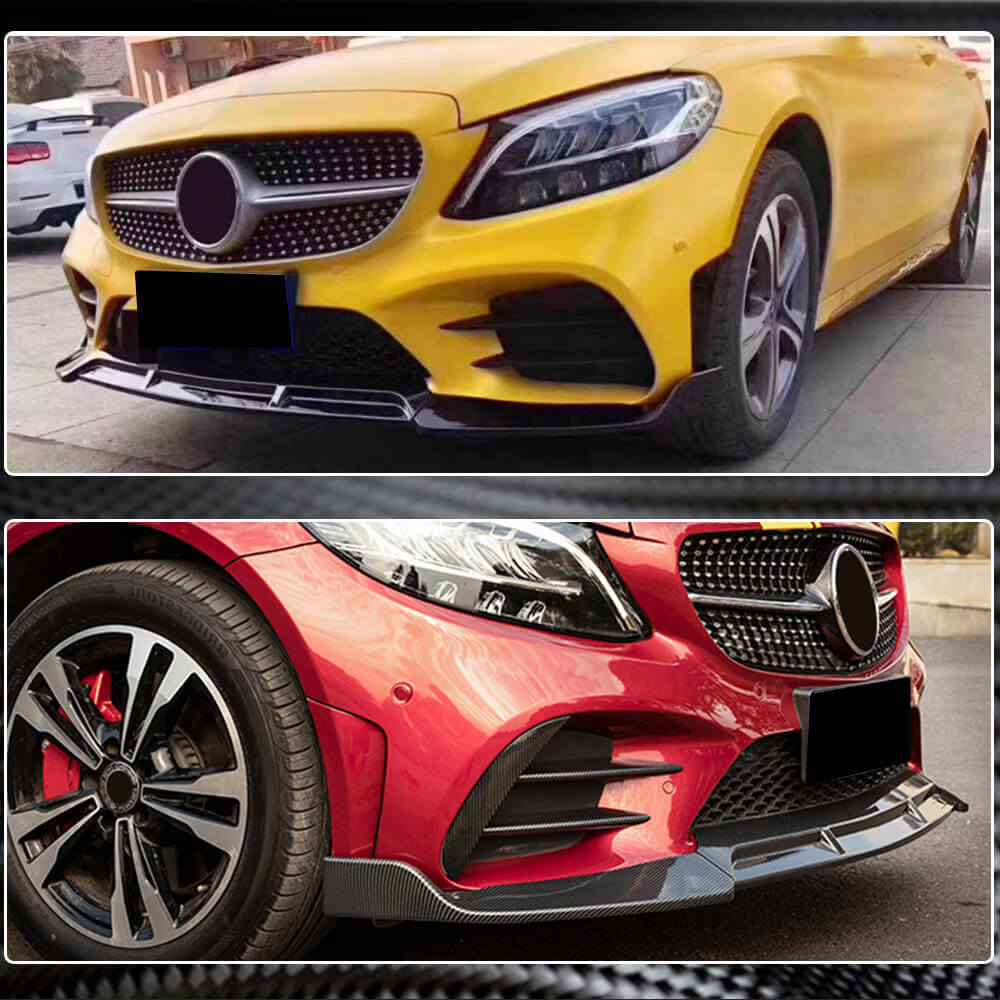 Lip V3 front bumper cover (for C43 AMG 2019-2021, Carbon) for Mercedes C-class W205 2014-2021 - image 4