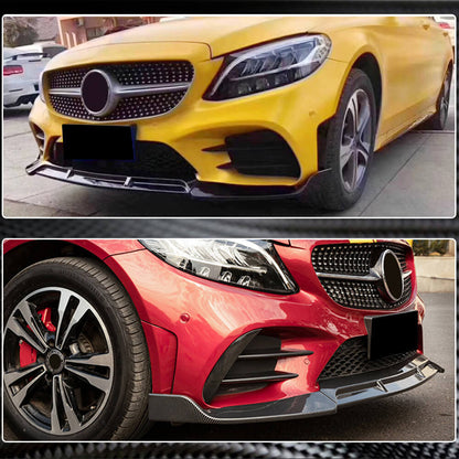 Lip V3 front bumper cover (for C43 AMG 2019-2021, Carbon) for Mercedes C-class W205 2014-2021 - image 4