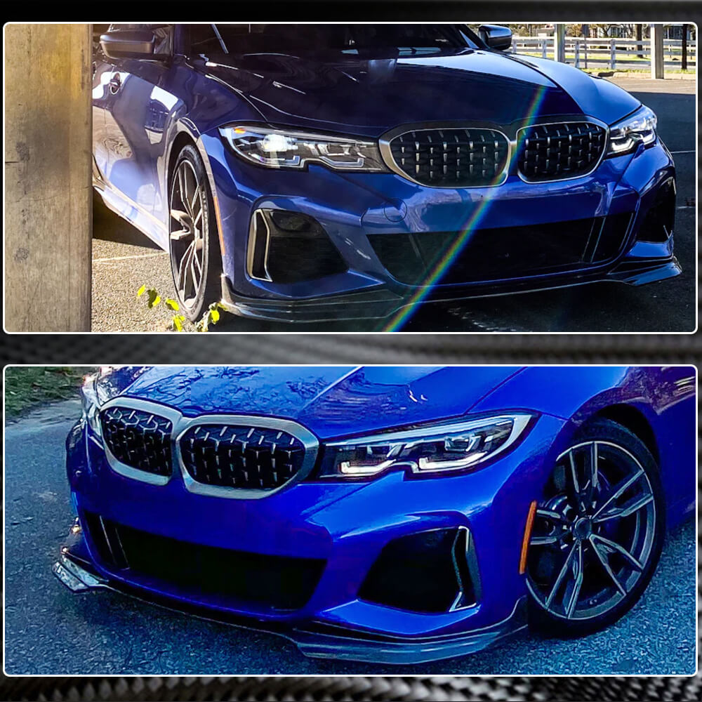 Front Bumper Lip V3 for M-Sport 2018-2022, Carbon for BMW 3 Series G20/G21 2018- - image 4