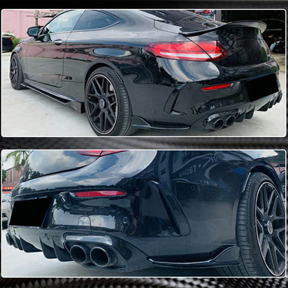 Rear bumper protectors V2 (for AMG-Line coupe/convertible / C43 AMG 2015-2019, Carbon) for Mercedes C-class W205 2014-2021 - image 4