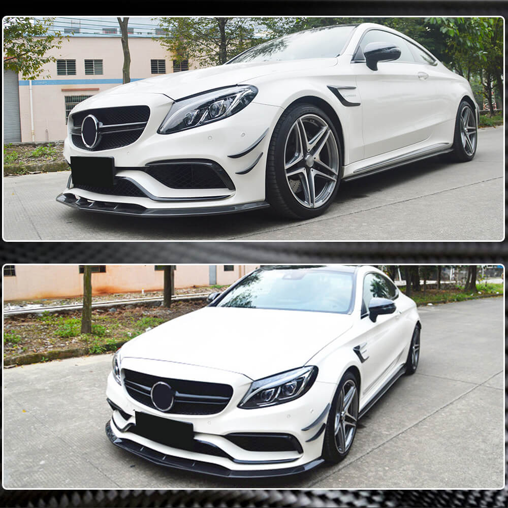 Front Bumper Lip V1 for SD C63 AMG 2015-2019 Carbon for Mercedes C-сlass W205 2014-2021 - image 4