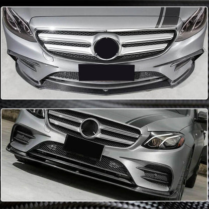 Front Bumper Lip V1 for AMG-Line / E43 AMG 2016-2019, Carbon for Mercedes E-сlass W213 2016-2023 - image 4