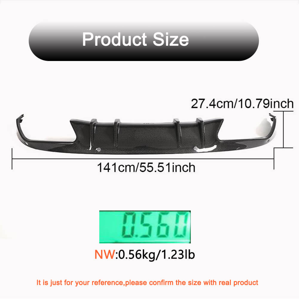 Rear Bumper Diffuser (for SD Base 2015-2019, Carbon) for Mercedes C-сlass W205 2014-2021 - image 4