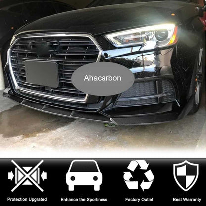 Front bumper lip spoiler Lip V1 (for S-Line 2017-2020 Sedan, Carbon) for Audi A3 2012-2020 - image 4
