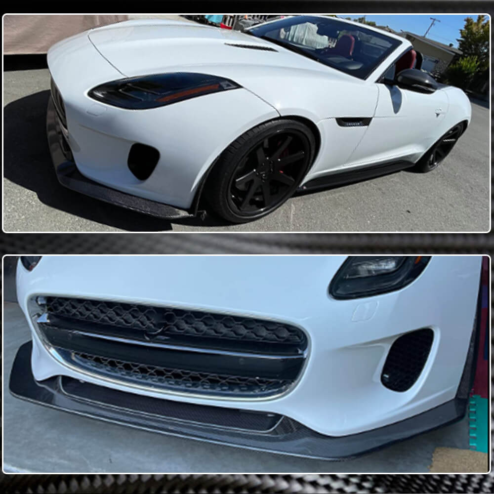 Front Bumper Lip Spoiler (for Base 2017-2019, Carbon) for Jaguar F-Type 2013-2024 - image 4