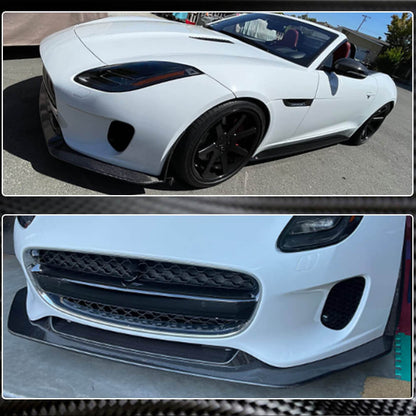 Front Bumper Lip Spoiler (for Base 2017-2019, Carbon) for Jaguar F-Type 2013-2024 - image 4