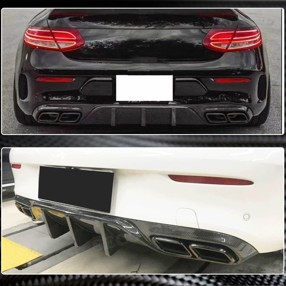 Rear bumper diffuser V1 (for coupe/cabriolet C63 AMG 2015-2019, Carbon) for Mercedes C-class W205 2014-2021 - image 4