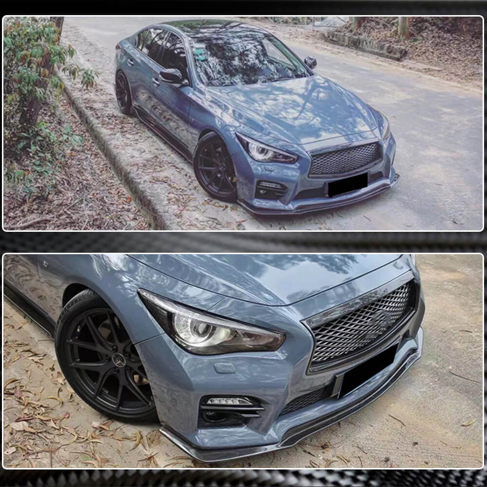 Lip V1 front bumper cover (for Q50 Sport 2014-2017, Carbon) for Infiniti Q50/Q60 2013-2024 - image 4