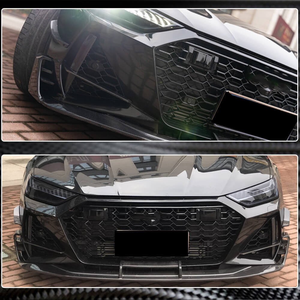 Front bumper air intake covers V1 (for RS7 2018-2022, Dry Carbon) for Audi A7 2018- - image 4