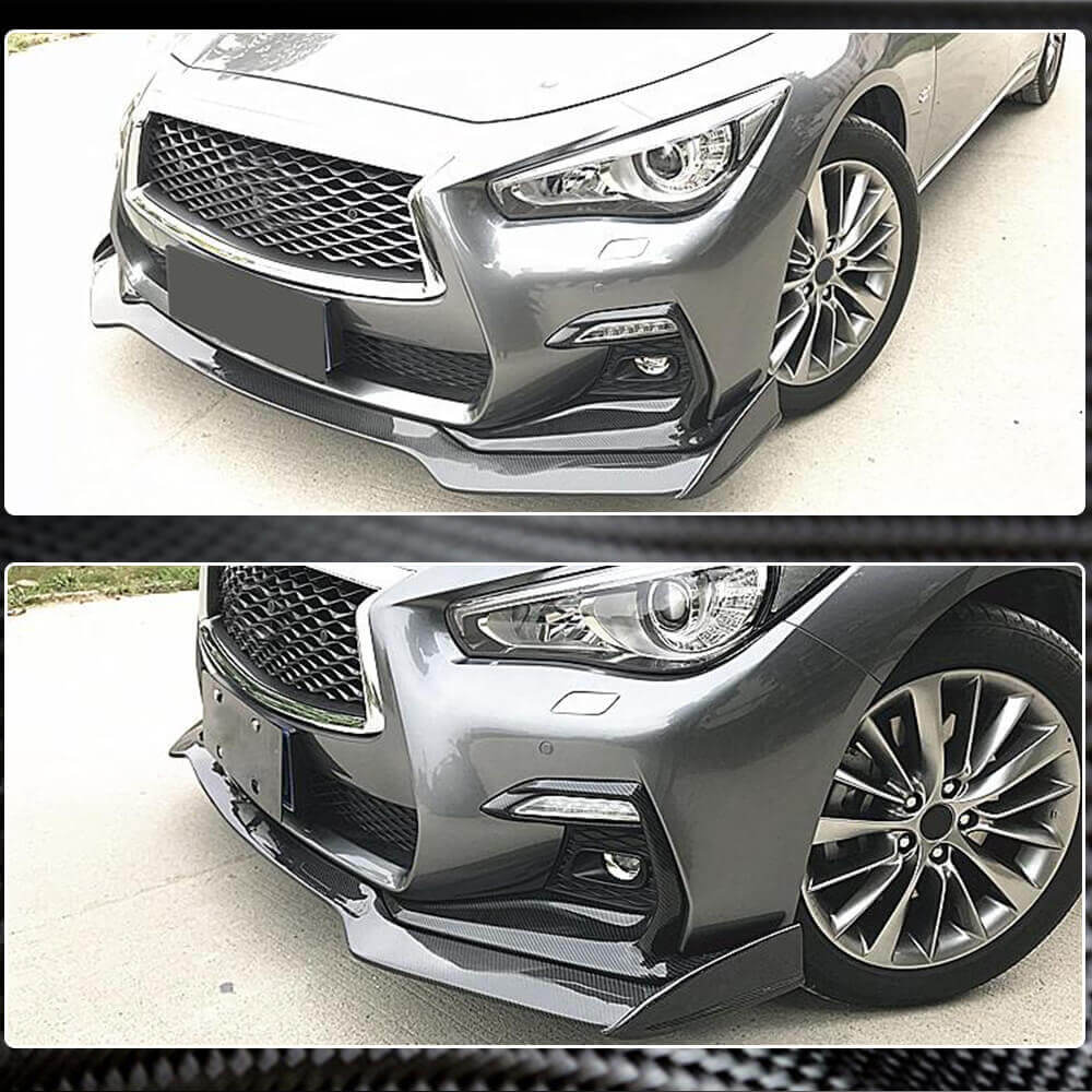 Lip V2 front bumper cover (for Q50 Sport 2018-2022, Carbon) for Infiniti Q50/Q60 2013-2024 - image 4