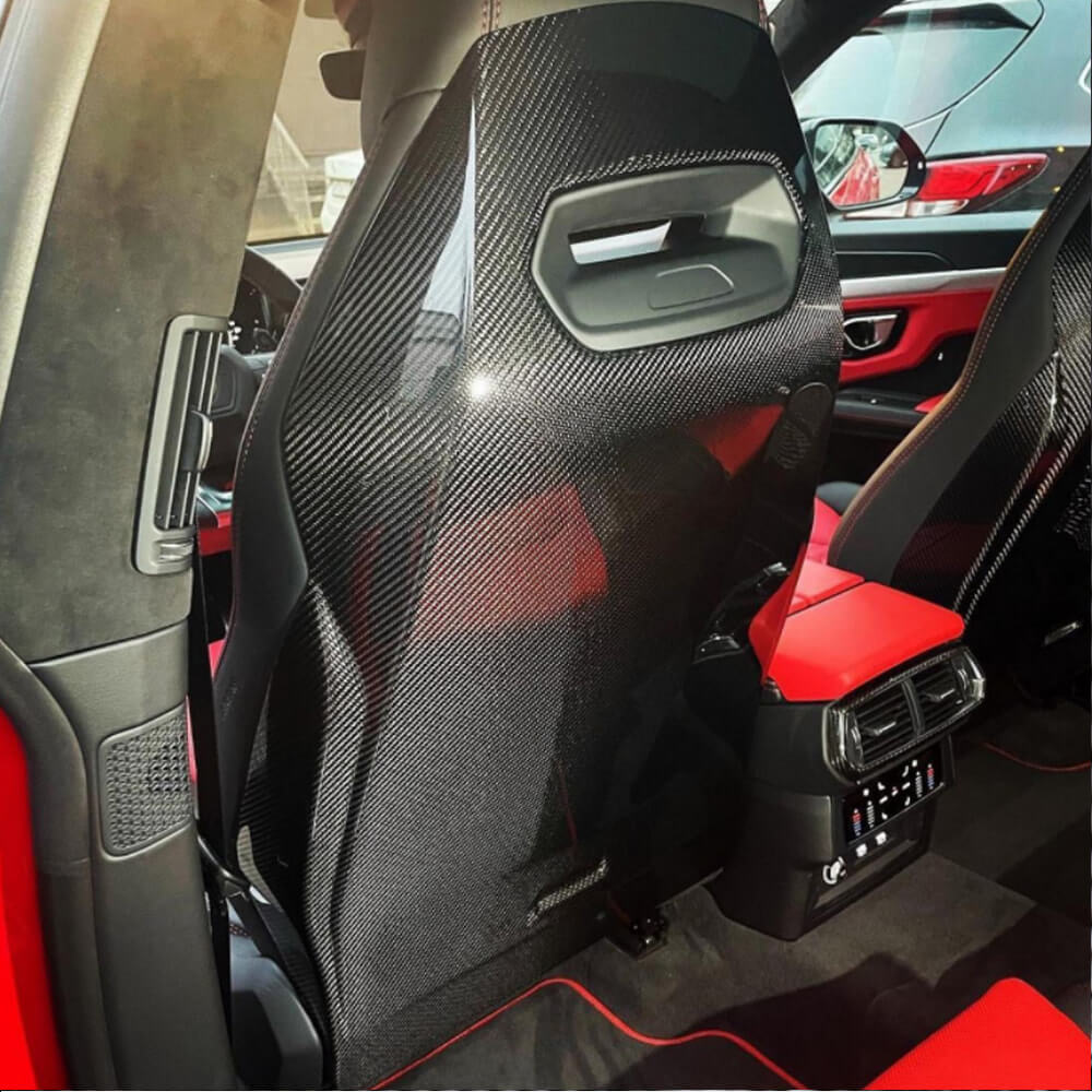 Racing Front Seatback Cover Set 2pcs Dry Carbon Fiber for Lamborghini Urus - image 4
