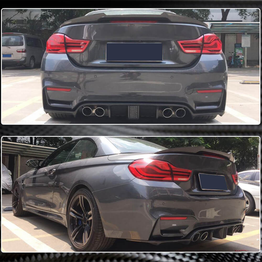 Rear Bumper Diffuser With Brake Light Carbon Fiber V12 (for F82/F83) for BMW 4 series F-32 2012-2020 - image 4