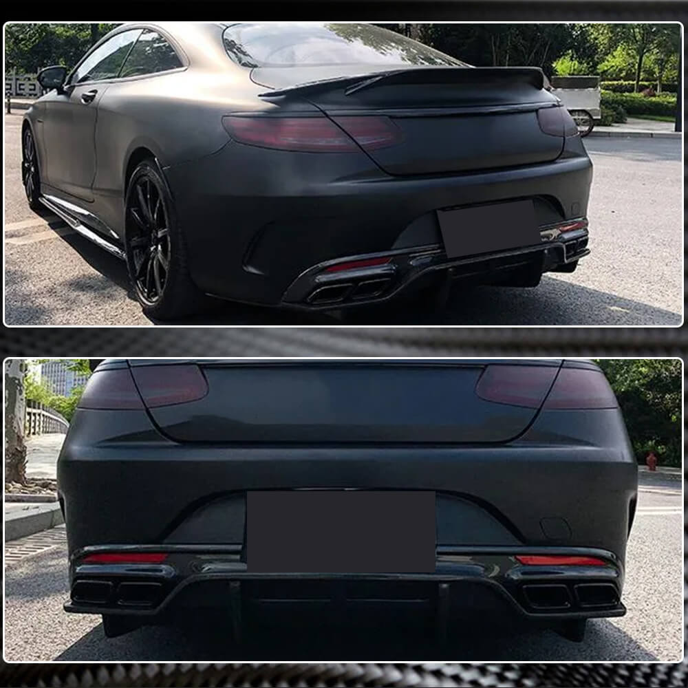 Rear bumper diffuser V2 (for coupe/cabriolet C63 AMG 2015-2019, Carbon) for Mercedes C-class W205 2014-2021 - image 4