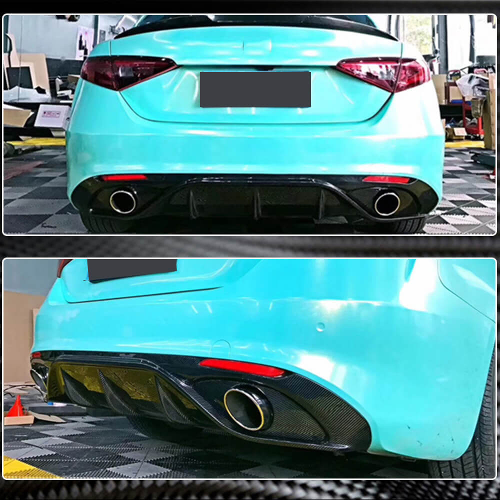 Rear Bumper Diffuser (for Sport, Carbon) for Alfa Romeo Giulia 2016-2022 - image 4