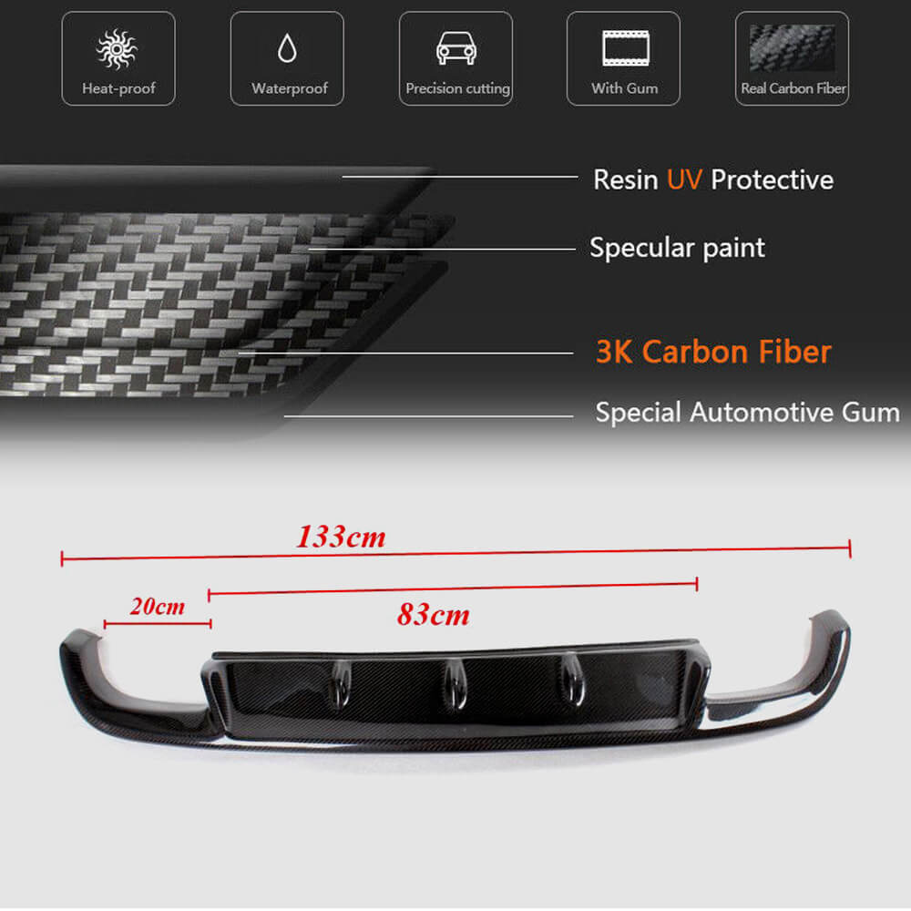Rear Bumper Diffuser V1 for GTI HB 2010-2013 Carbon for Volkswagen Golf 6 2008-2014 - image 4