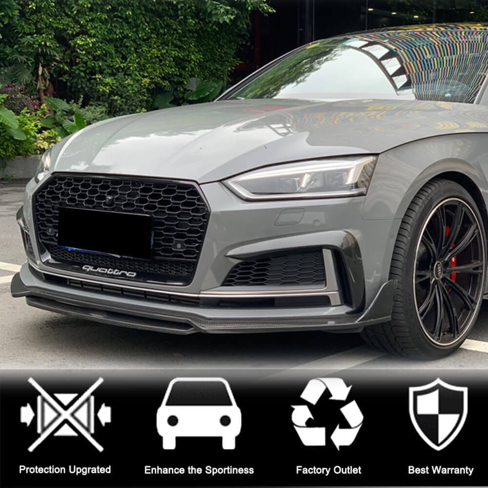 Front Bumper Flap V1 Extensions (for S-Line 2016-2020, Carbon) for Audi A5 2016-2025 - image 4