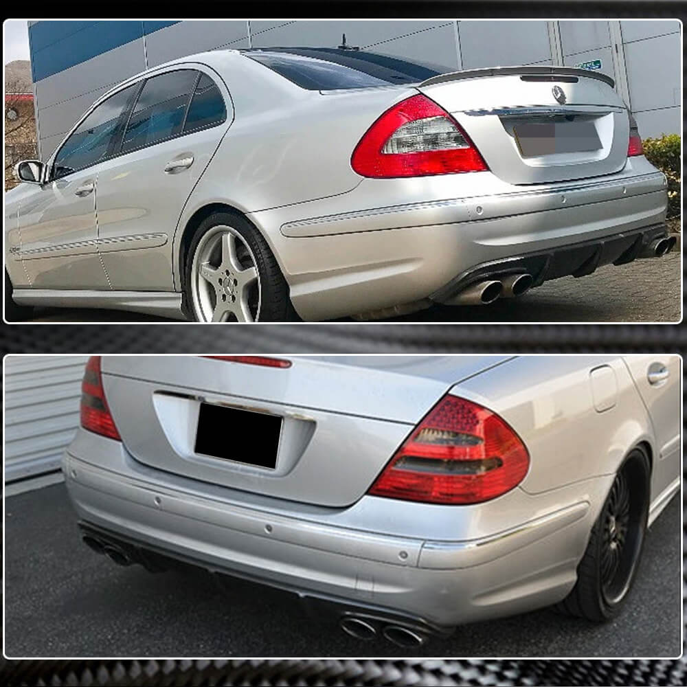 Rear bumper diffuser (for E55 AMG 2003-2006, Carbon) for Mercedes E-class W211 2002-2009 - image 4