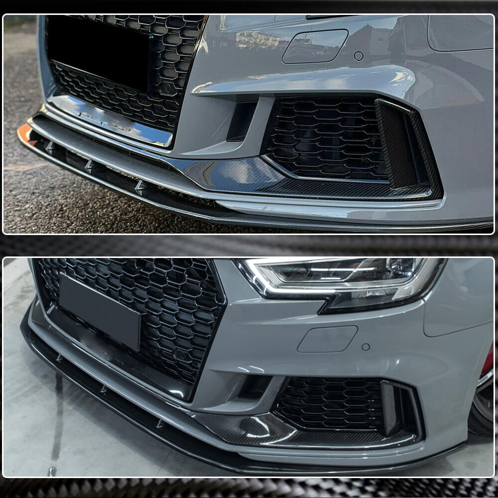 Front bumper lip extensions V1 (for RS3 SD 2017-2020, Carbon) for Audi A3 2012-2020 - image 4