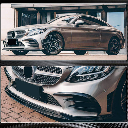 Front Bumper Lip V1 for C43 AMG 2019-2021 Carbon for Mercedes C-сlass W205 2014-2021 - image 4