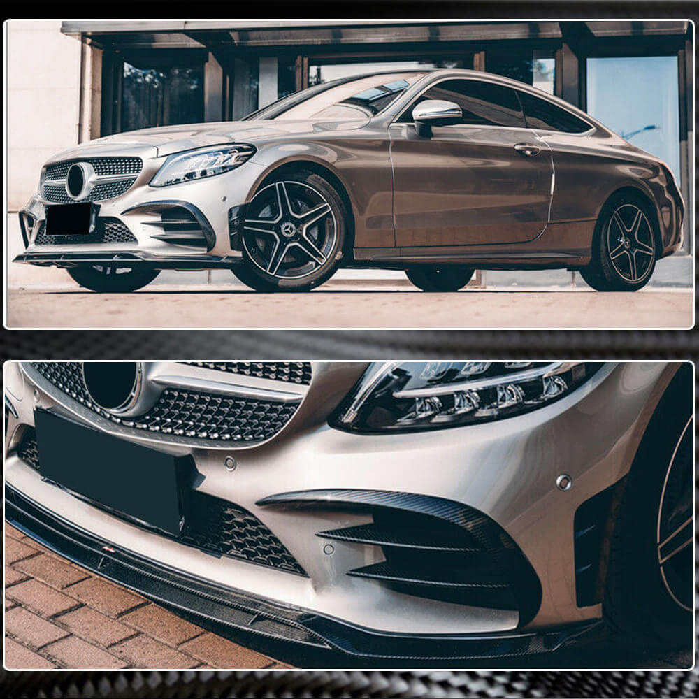 Covers on the front bumper V2 (for C43 AMG 2019-2021, Carbon) for Mercedes C-class W205 2014-2021 - image 4