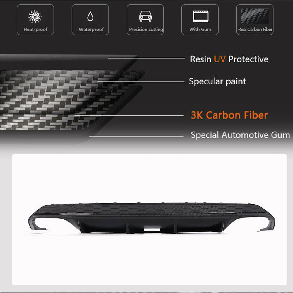 Rear Bumper Diffuser V2 (for S-Line SD 2020-2023, Carbon) for Audi A3 2020- - image 4