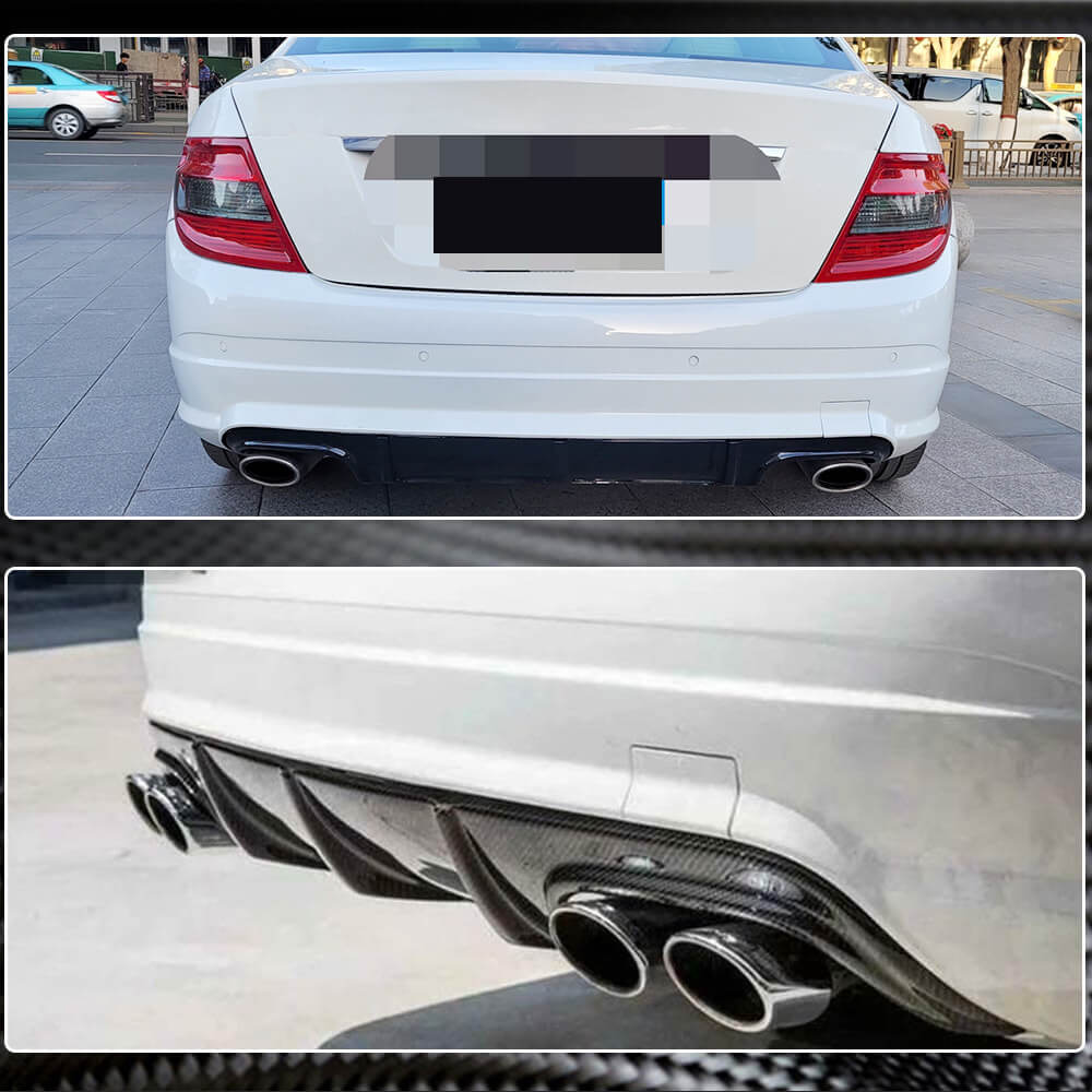 Rear bumper diffuser V3 (for AMG SD 2008-2011, Carbon) for Mercedes C-class W204 2007-2015 - image 4