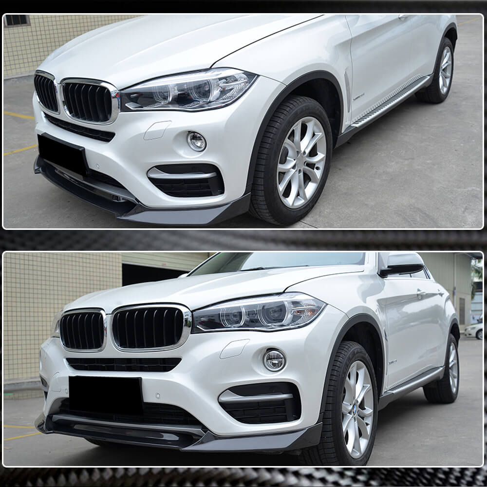 Front Bumper Lip V2 Add-on (for Base, Carbon) for BMW X6 F-16 2014-2019 - image 4