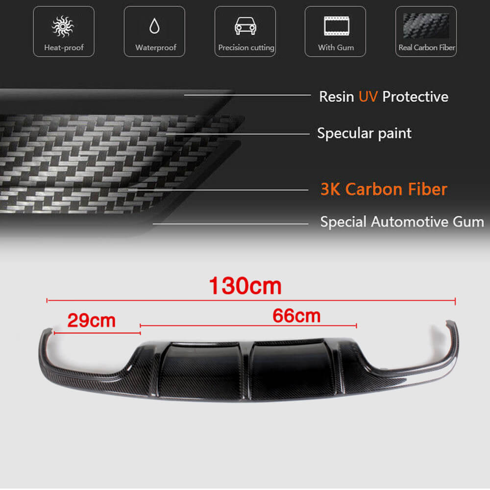 Rear Bumper Diffuser V3 for AMG SD 2008-2011 Carbon for Mercedes C-class W204 2007-2015 - image 5