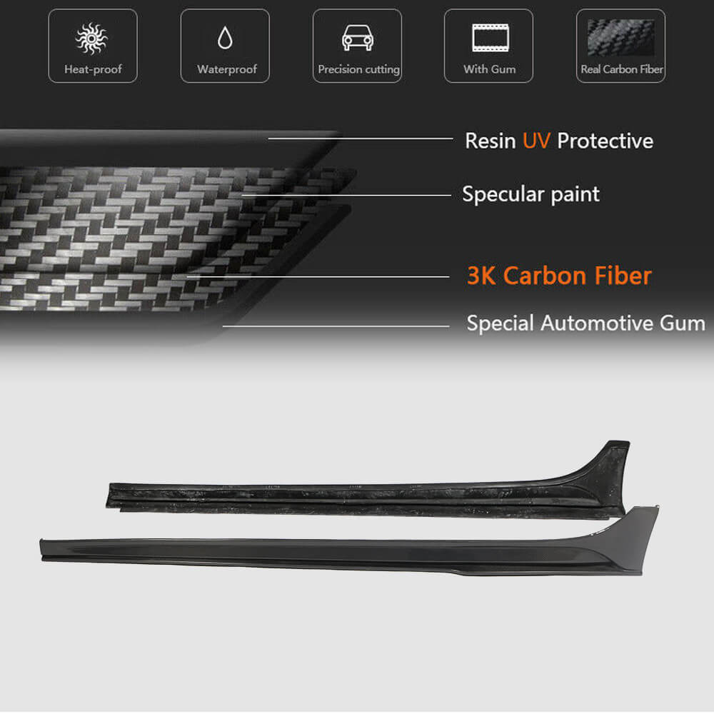 Side Skirts V3 (for Base/S/S Q4/Diesel/250 Diesel, Carbon) for Maserati Ghibli 2013-2023 - image 5