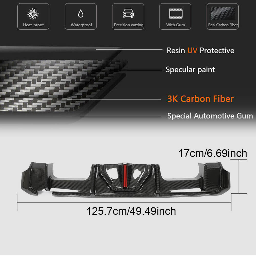 Rear Bumper Diffuser With Splitters Dry Carbon Fiber V4 (for G82/G83 2021+) for BMW 4 series G22/23/26 2020- - image 5