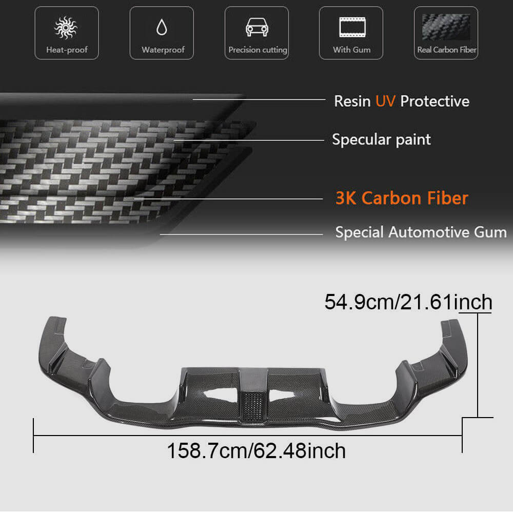 Rear Bumper Diffuser Carbon Fiber (With LED Brake Light) V7 (for F87) for BMW 2 Series F22/23 2014-2021 - image 5