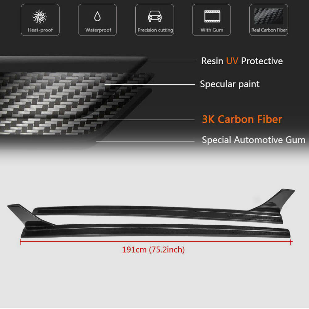 Side Skirts V4 (for S-Line SD, Carbon) for Audi A3 2012-2020 - image 5