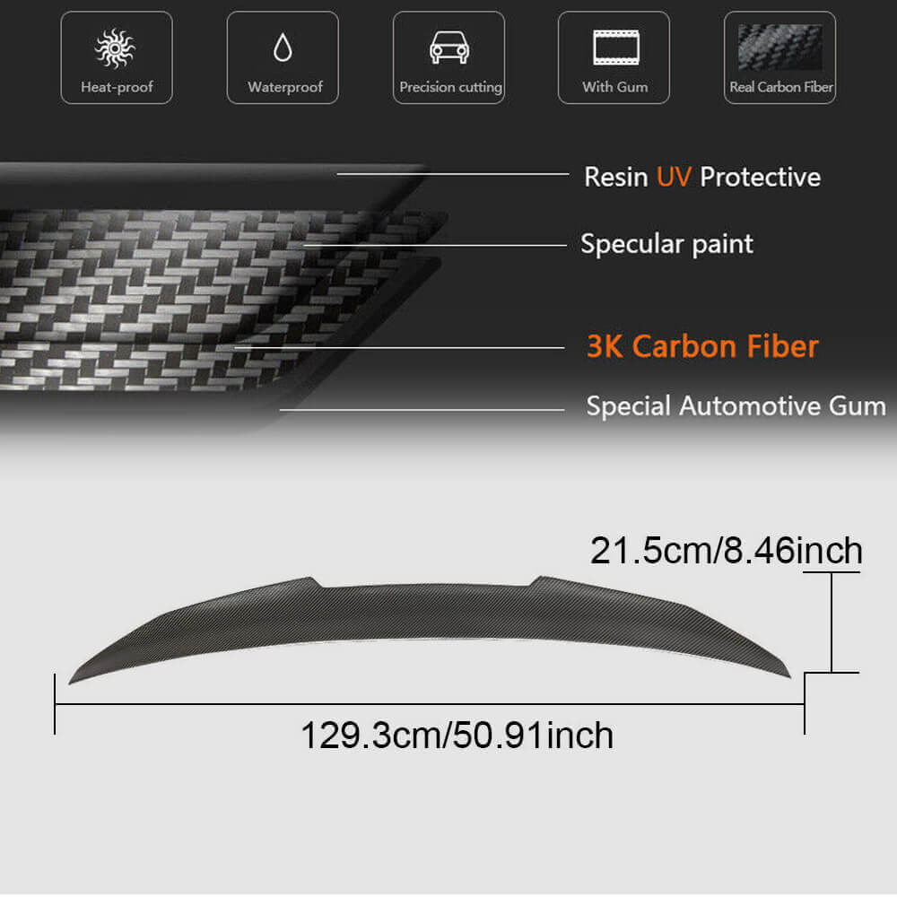Rear Trunk Spoiler Carbon Fiber V5 (SD) for BMW 5 Series G30/31 2017-2023 - image 5