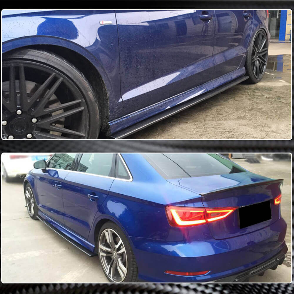 Side Skirts V3 (for S-Line Sedan, Carbon) for Audi A3 2012-2020 - image 5
